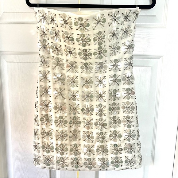Oh Polly CELEANO Hand Embellished Mini Dress in Ivory - Picture 8 of 13